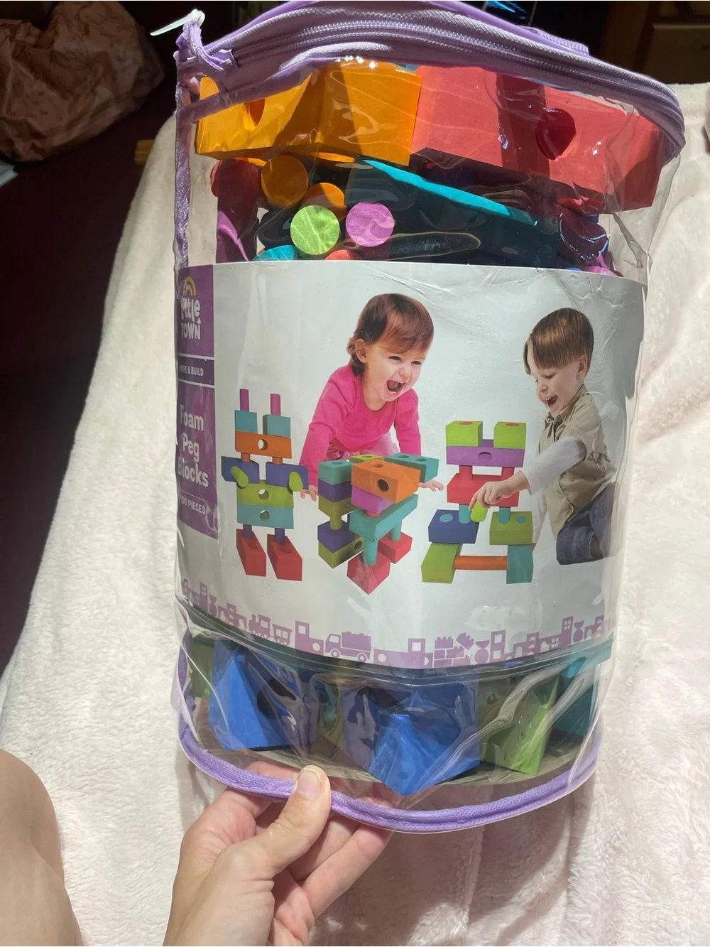 NWT Foam Peg Blocks Bag of 100 Multicolored Pieces